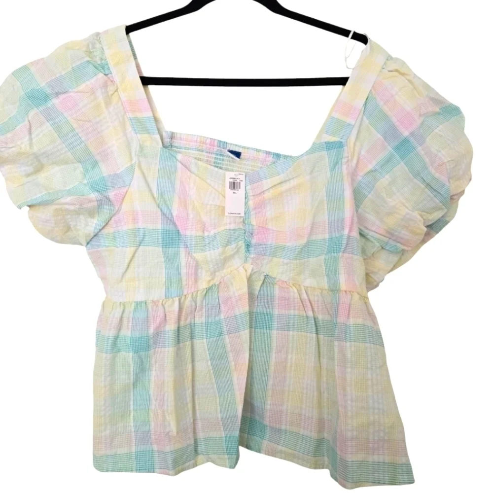 Old Navy Xxl Paid Puff Sleeve Top Nwt